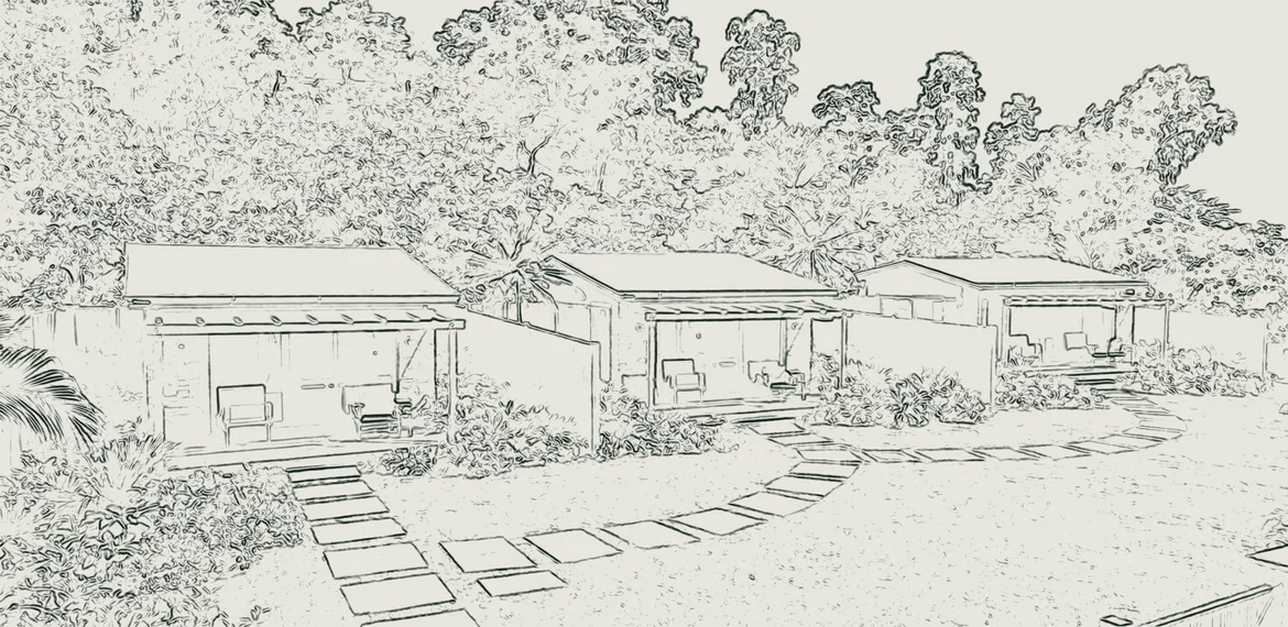 Line drawing of the same view
